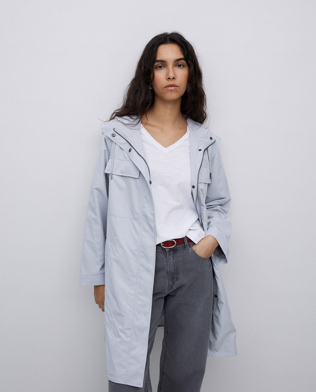 Anorak ligero gris perla