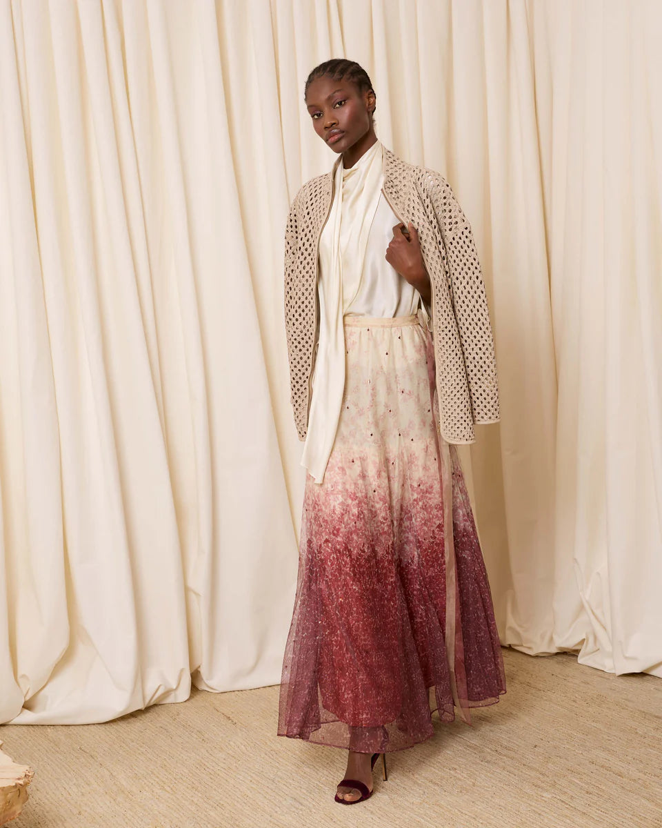 Chaqueta de piel trenzada crudo