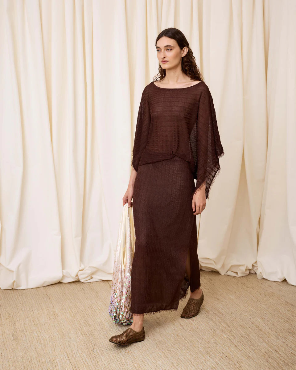 Falda punto lúrex chocolate