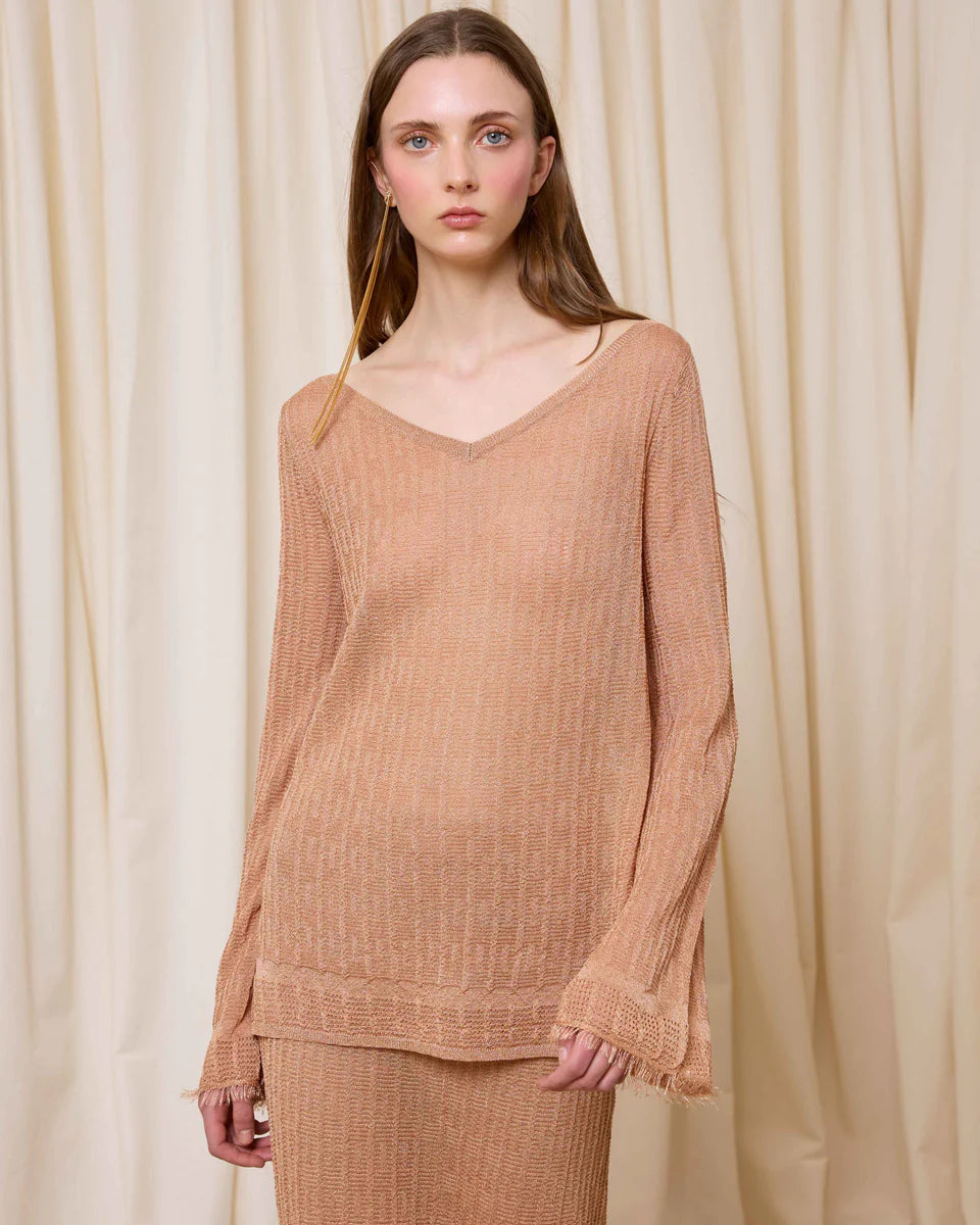 Jersey punto lúrex rosa