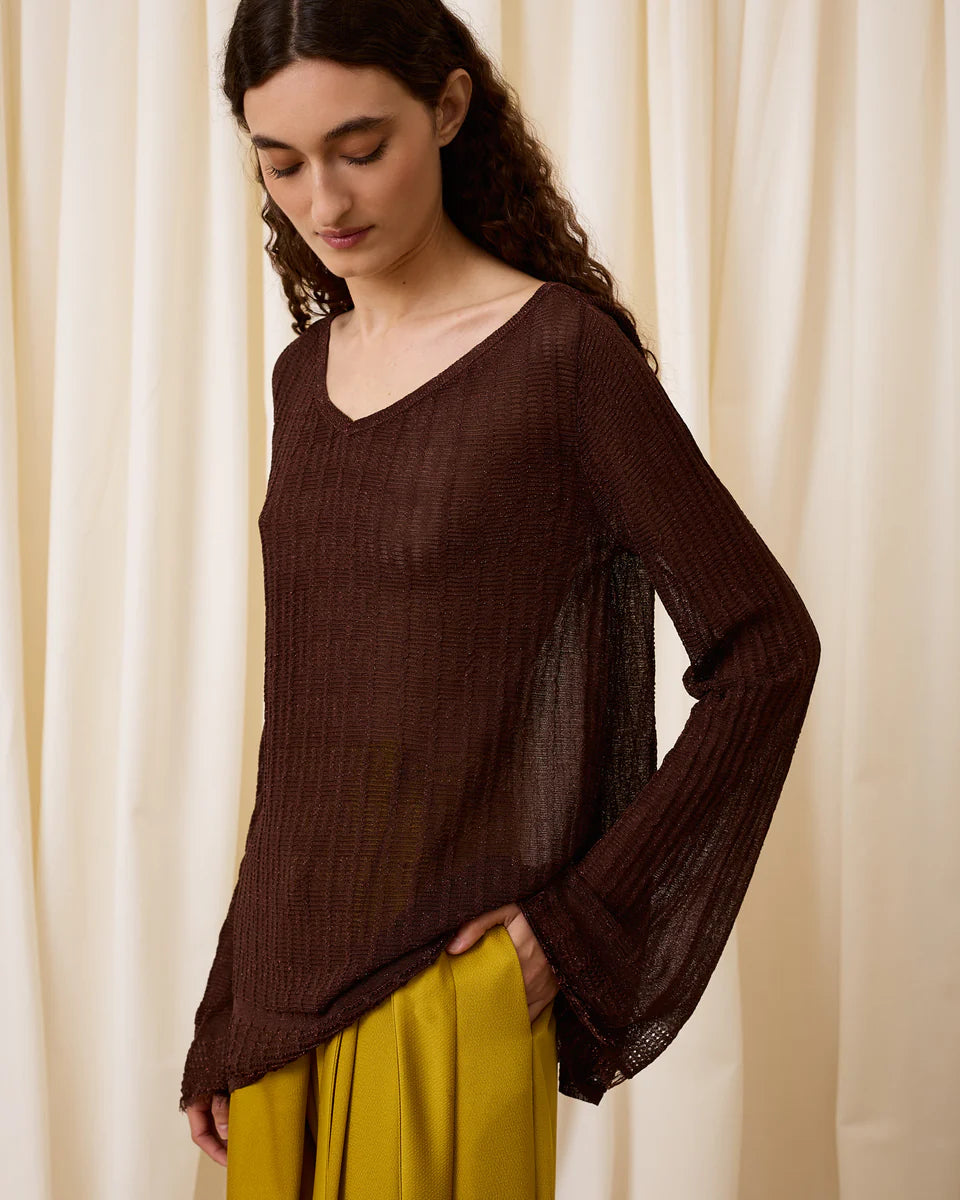 Jersey punto lúrex chocolate