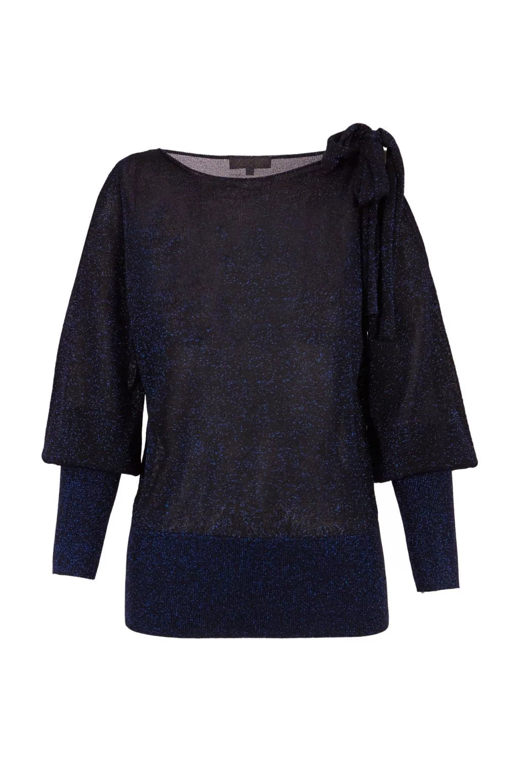 Pull lurex bleu nuit avec noeud