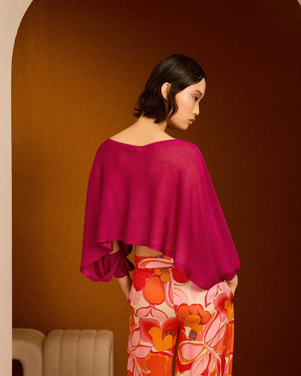 Poncho de lúrex fucsia