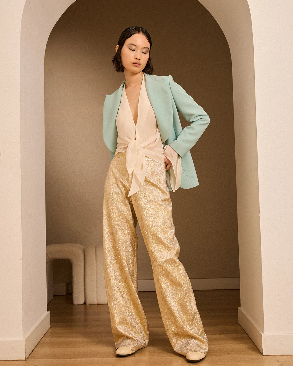 Blazer de crep celeste