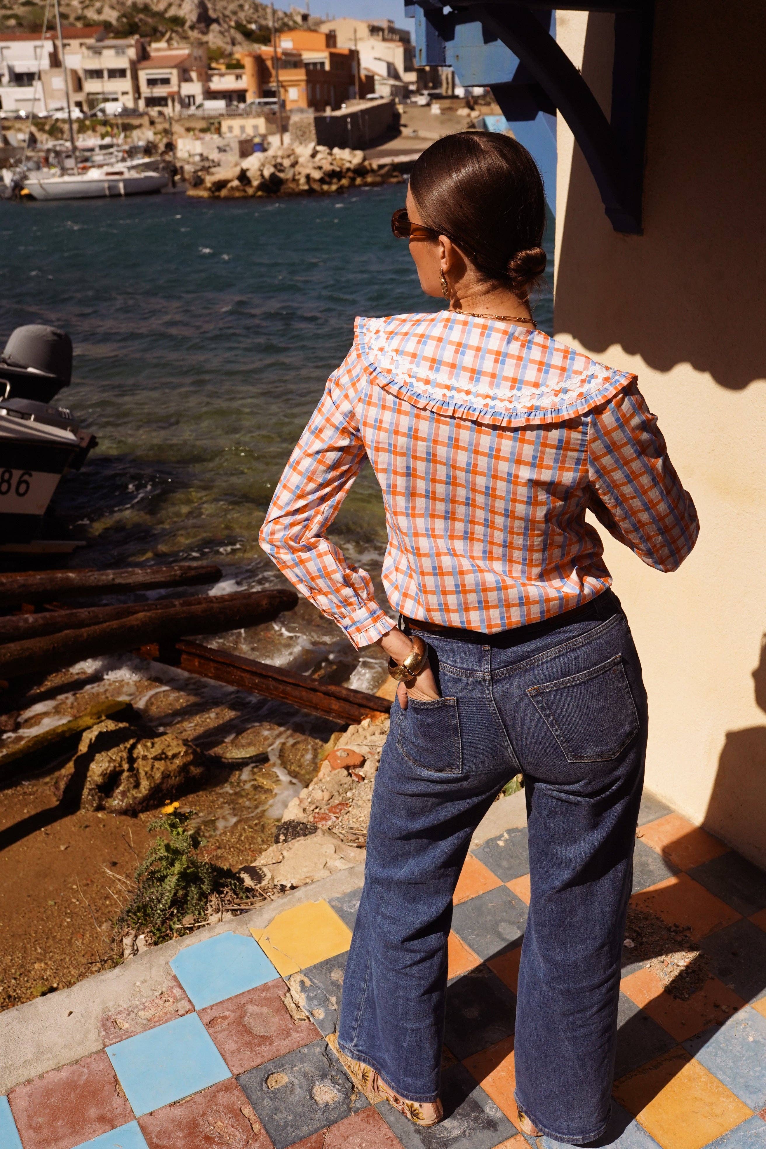 Camisa de cuadros pastel de mujer Calanca, aire retro · MHOSS Oviedo