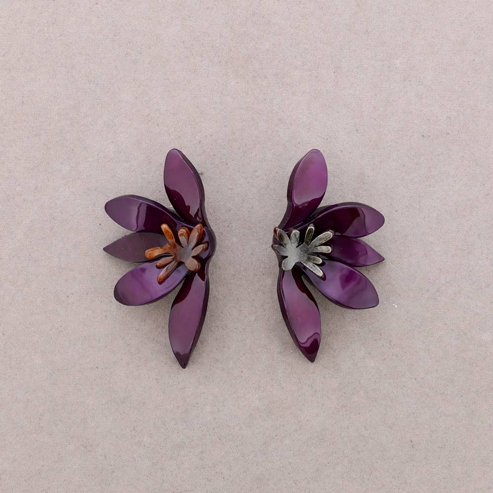 Pendientes de media flor en resina para mujer · MHOSS Oviedo