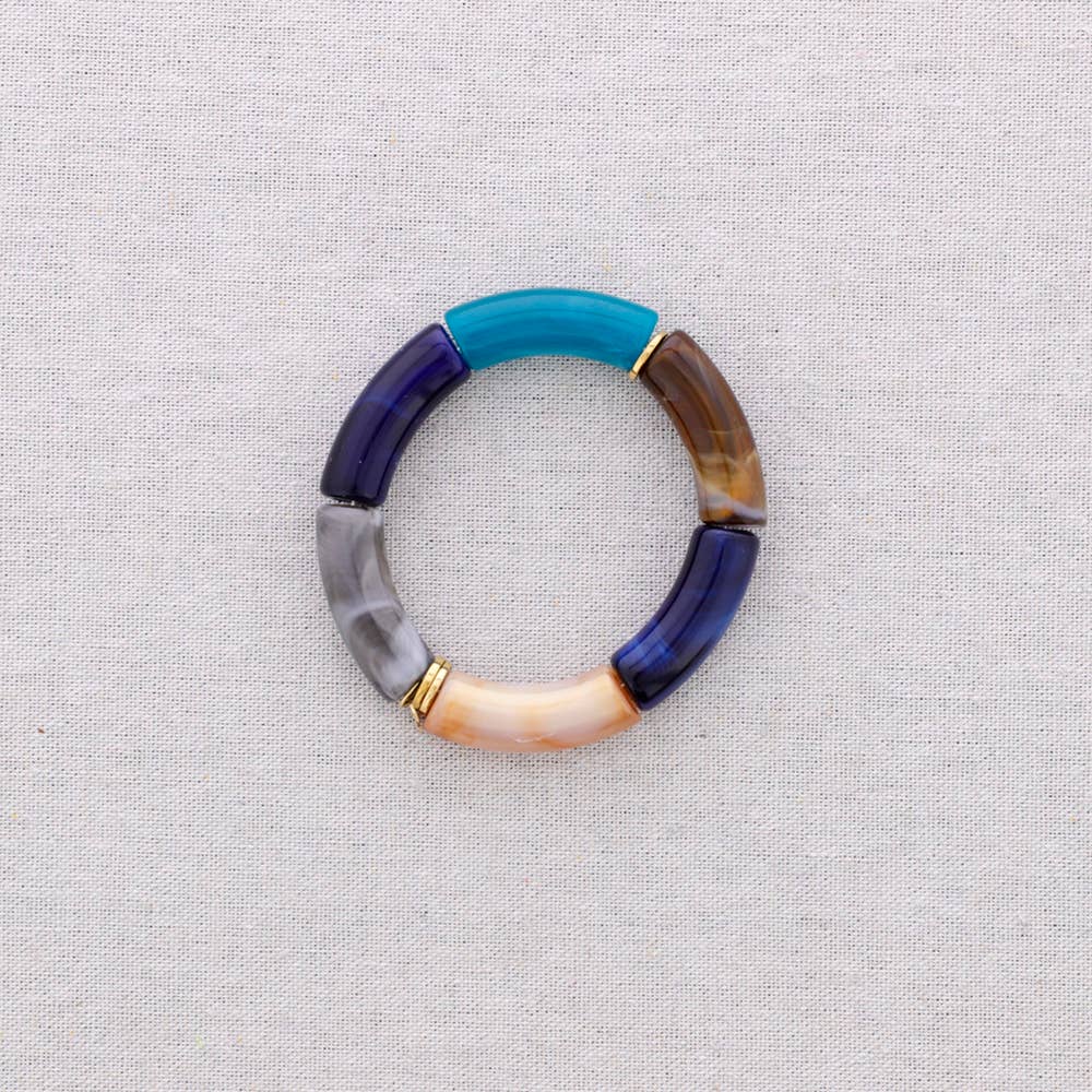 Pulsera de acero con tubos de resina multicolor, grande