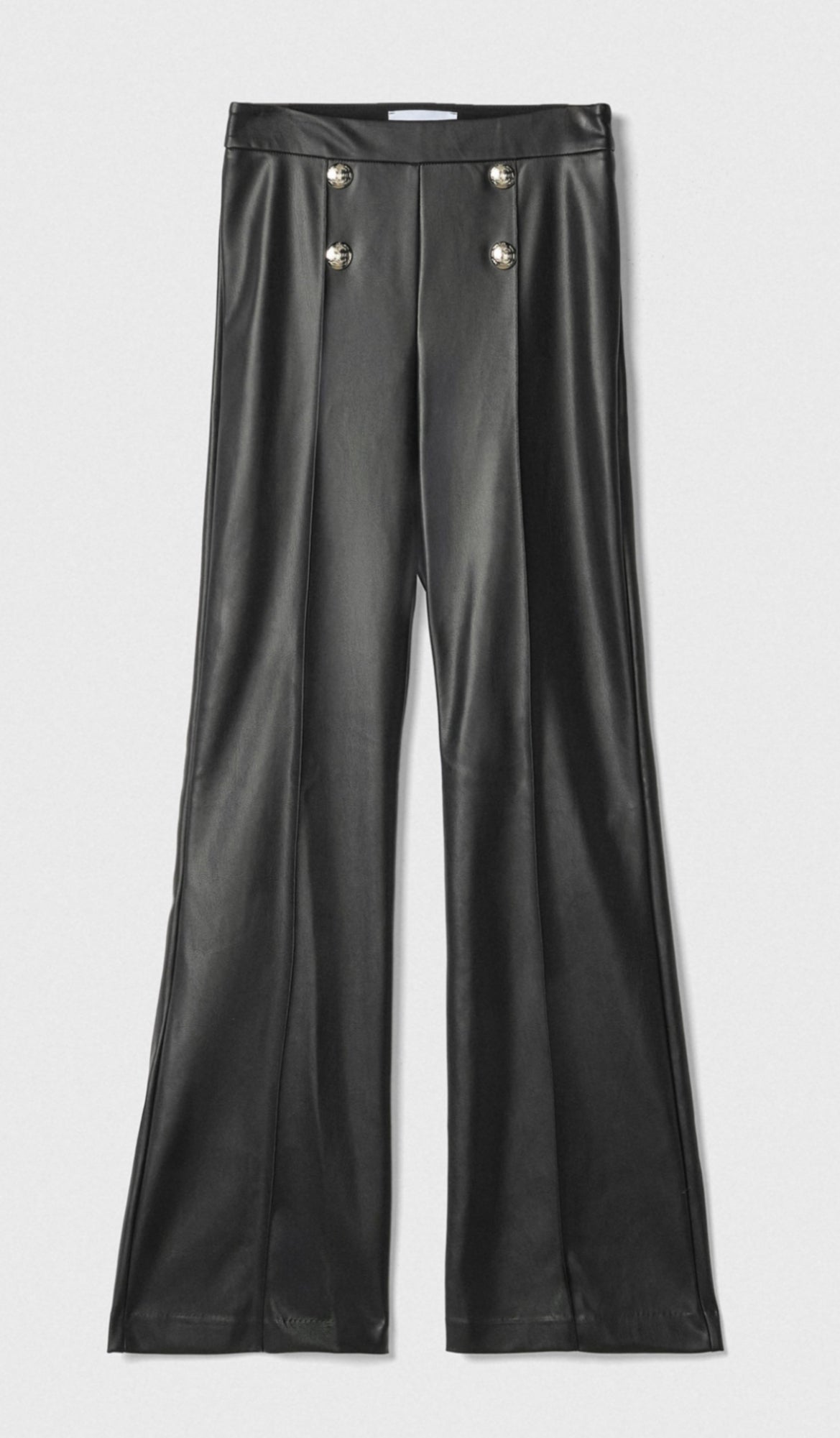 Black faux leather trousers