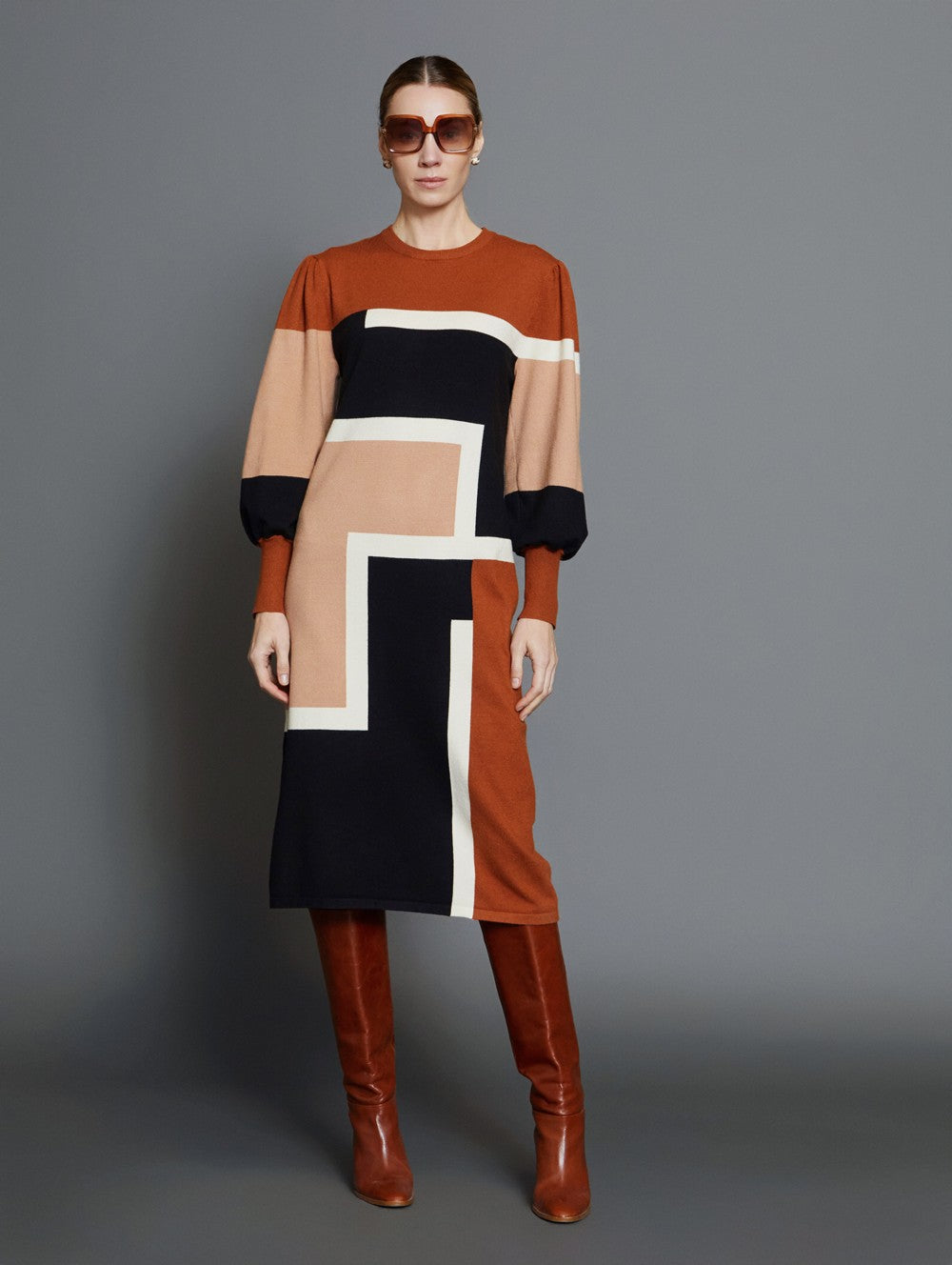 Robe en intarsia color block