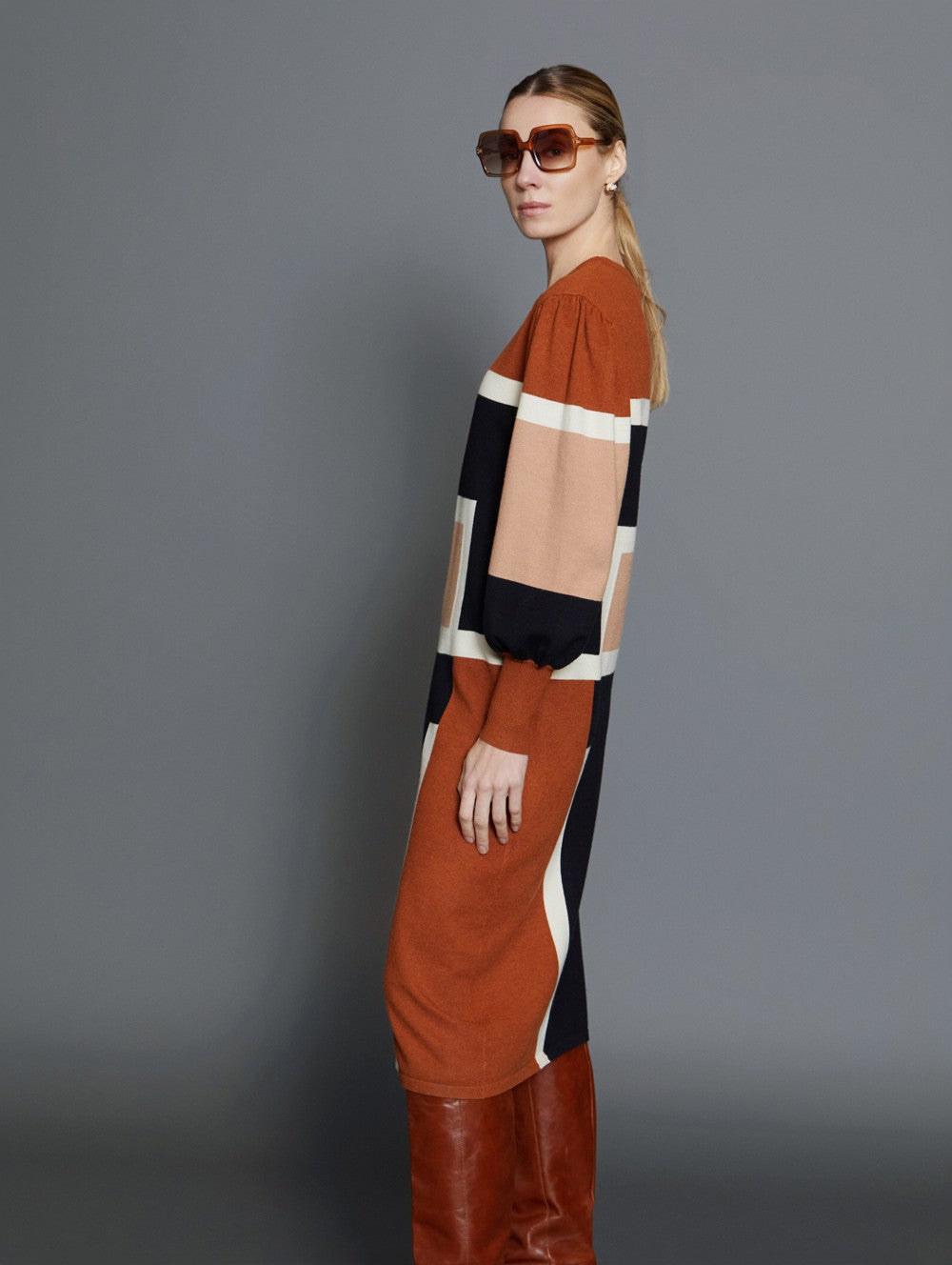 Robe en intarsia color block