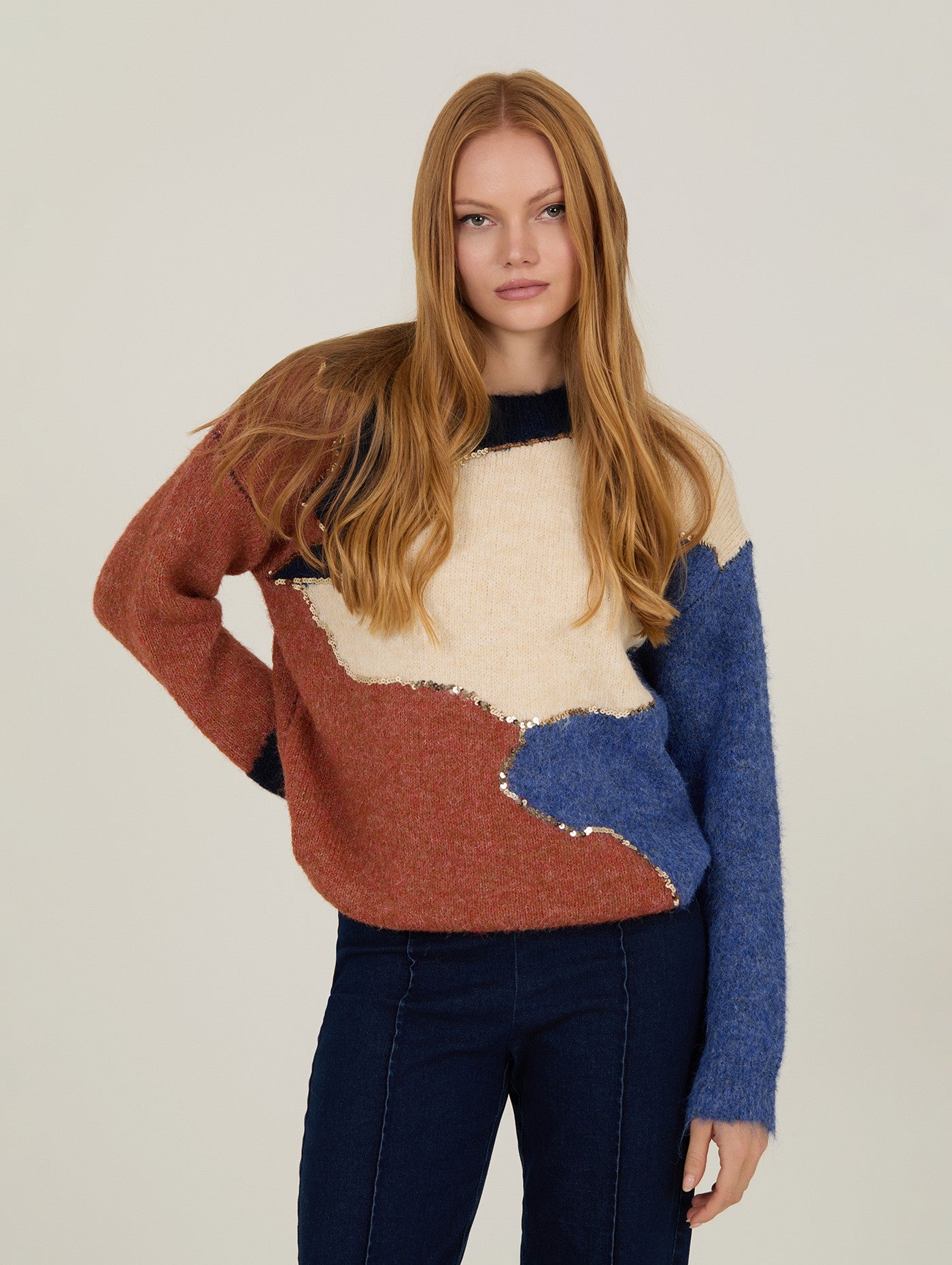 Jersey multicolor cuello redondo