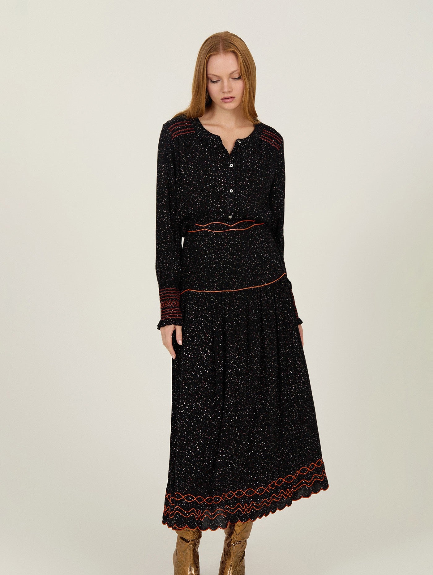 Blusa estampada con smock