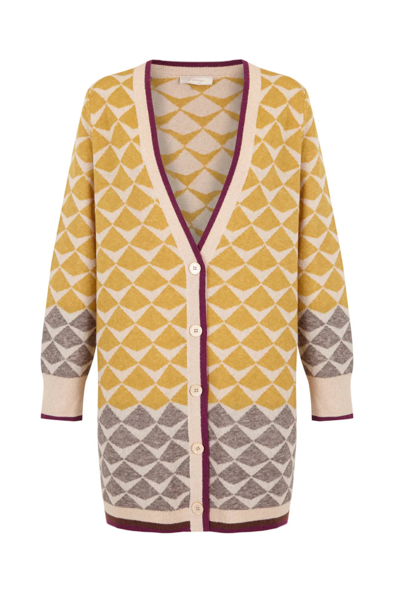 Chaqueta greca de intarsia mostaza