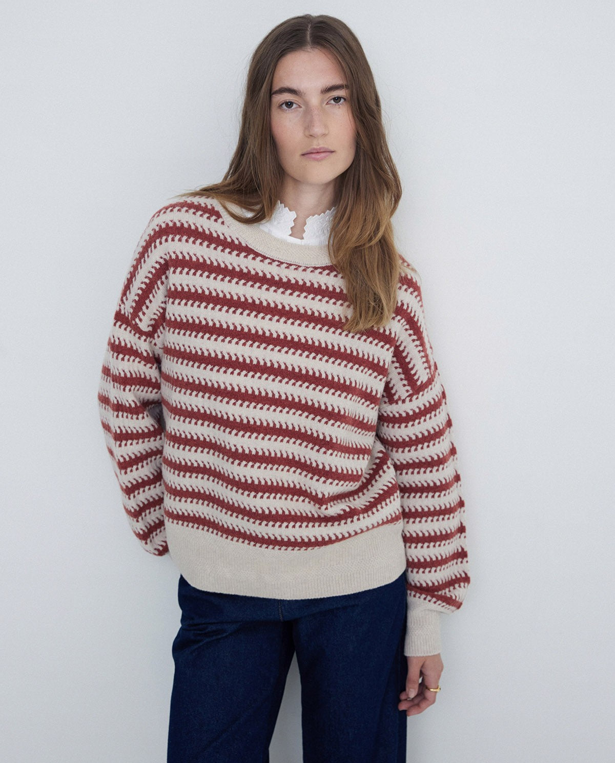 Pull en maille terre cuite