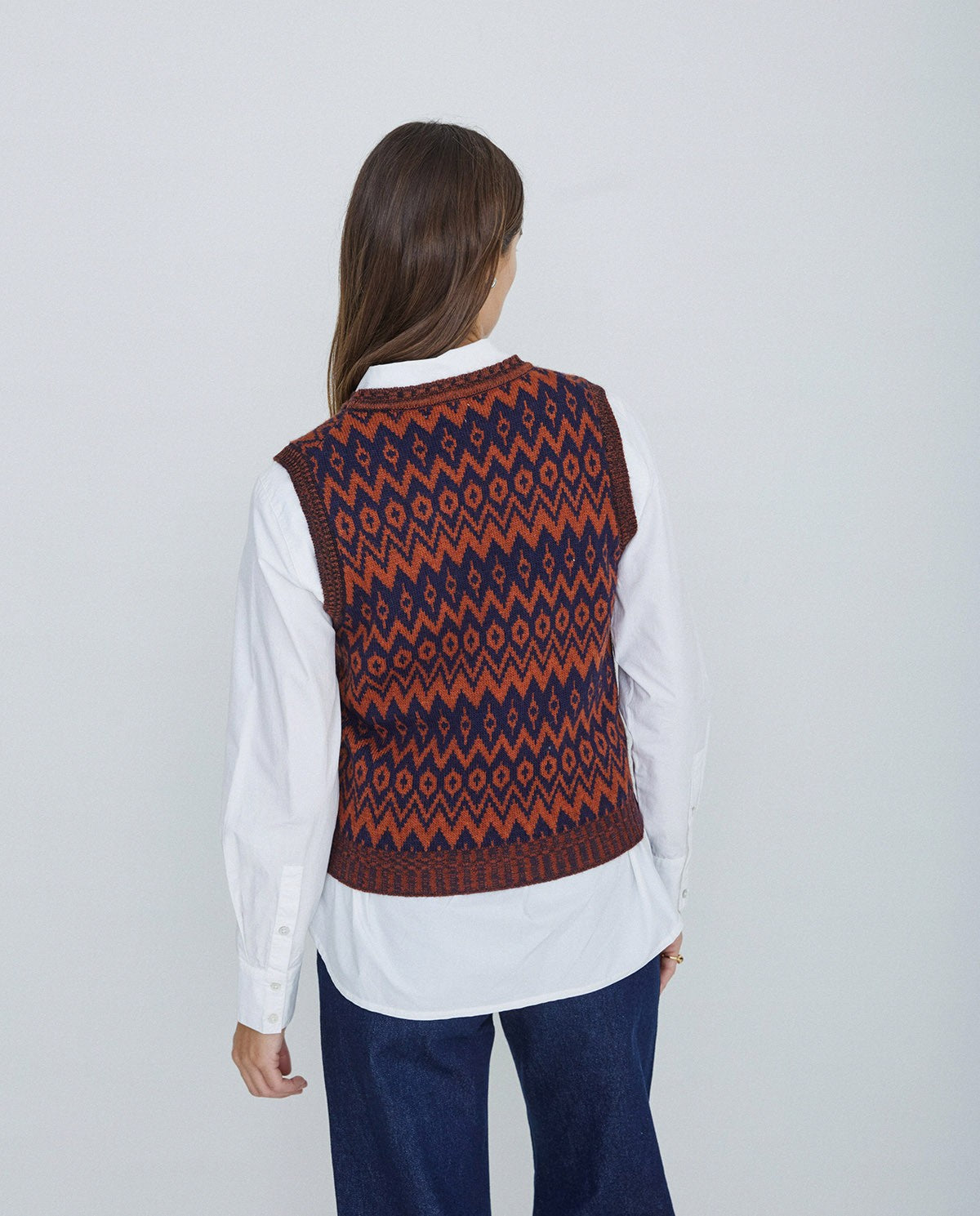 Gilet jacquard bleu foncé