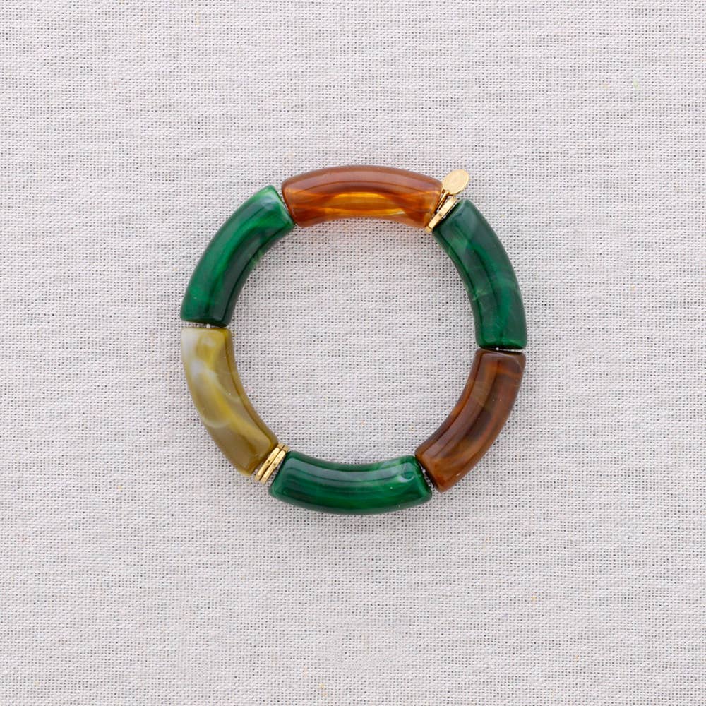 Pulsera de acero con tubos de resina multicolor, grande