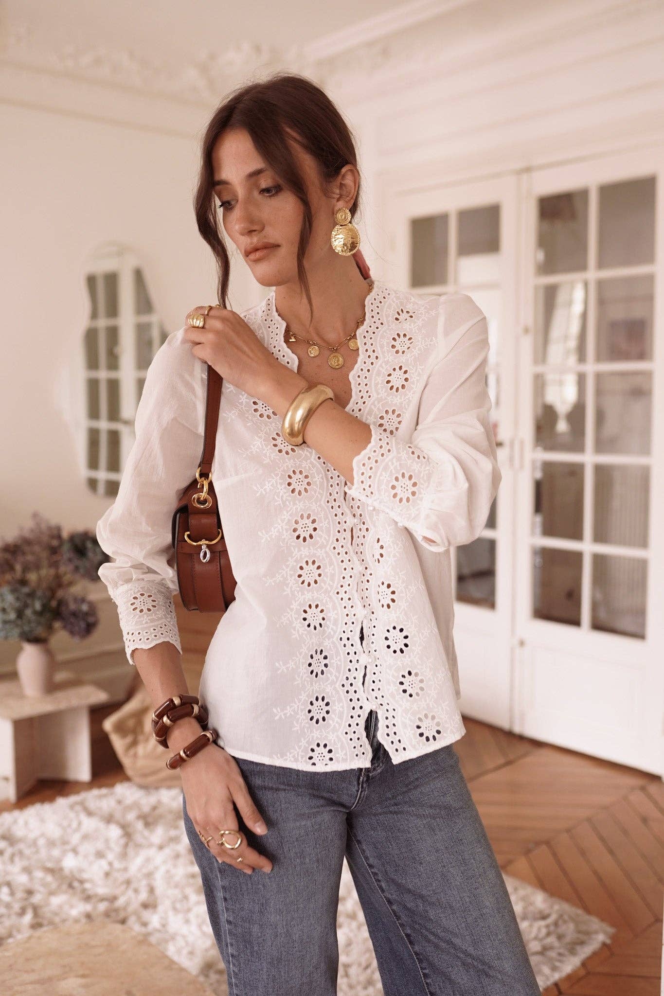 Camisa blanca de algodón para mujer · MHOSS Oviedo