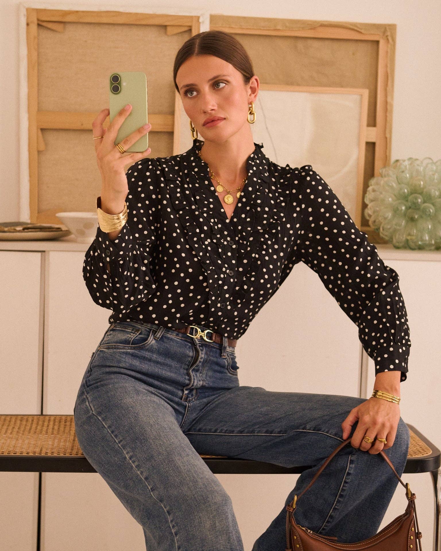 Camisa negra de algodón para mujer · MHOSS Oviedo