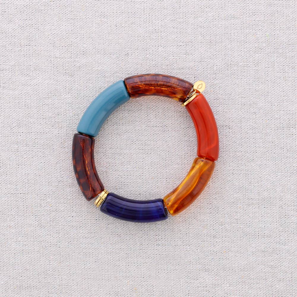 Pulsera de acero con tubos de resina multicolor, grande