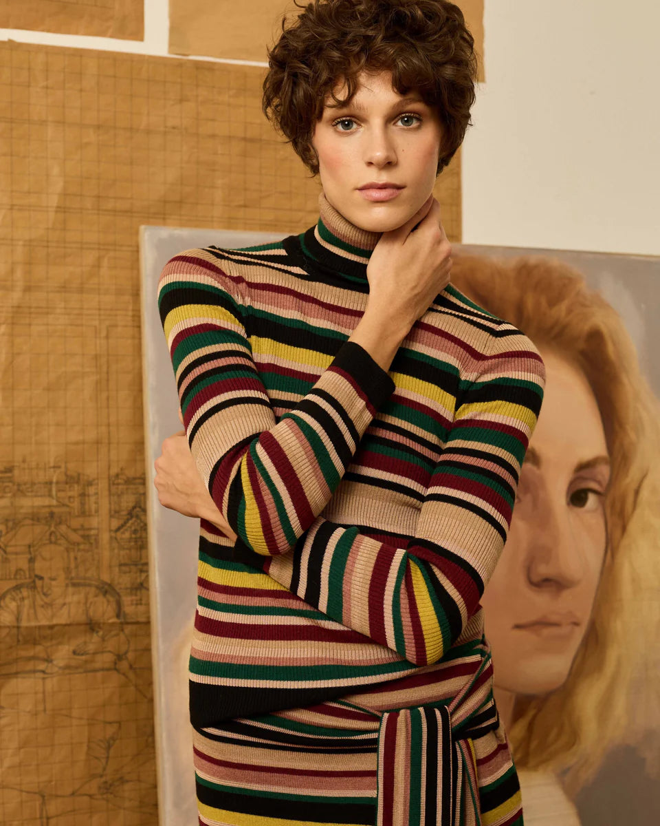 Jersey cuello alto multirayas