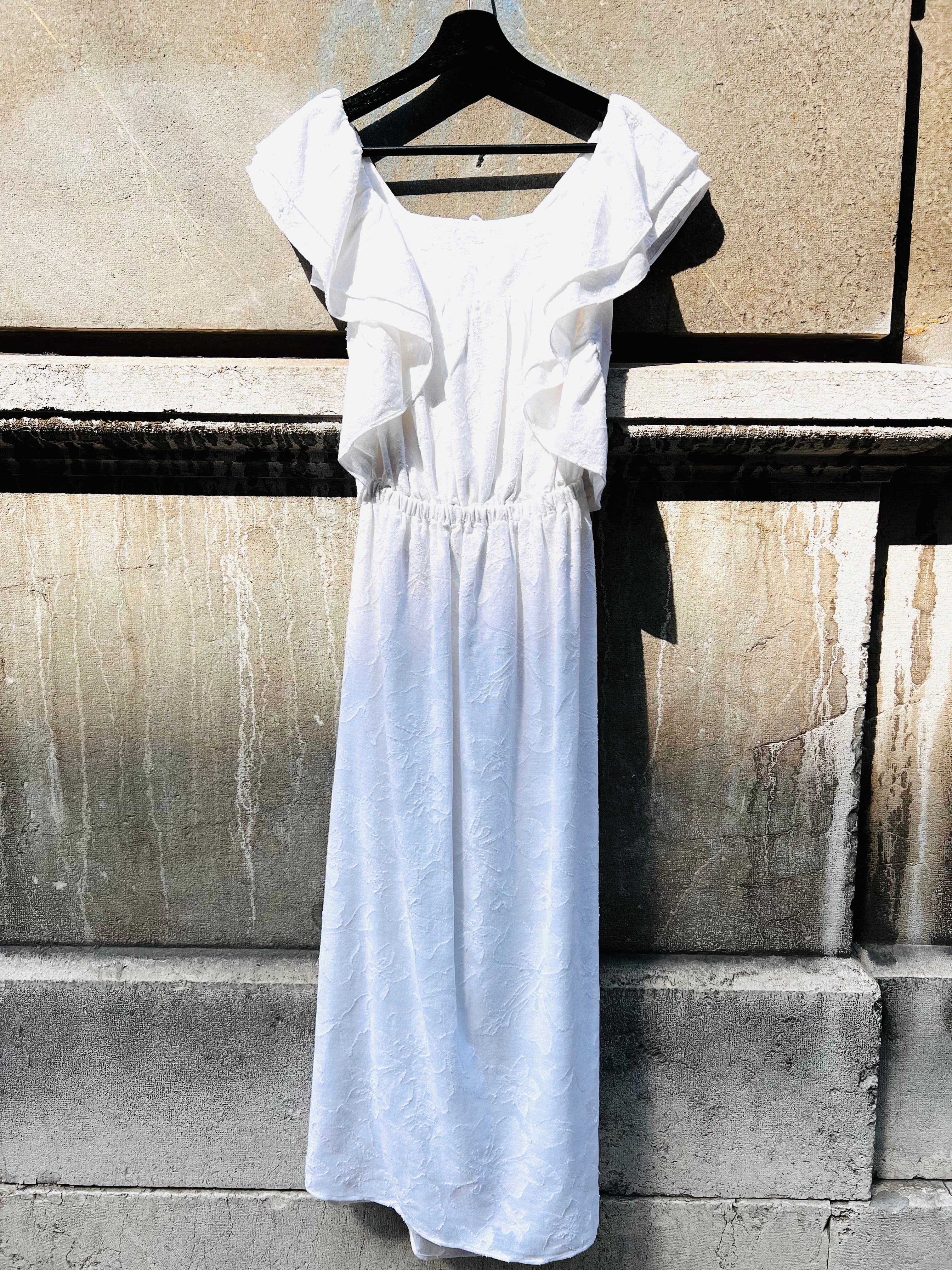 Robe midi en coton dévoré blanc